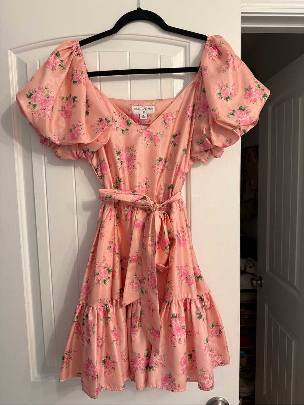 LoveShackFancy Peach-Pink Floral  Dress